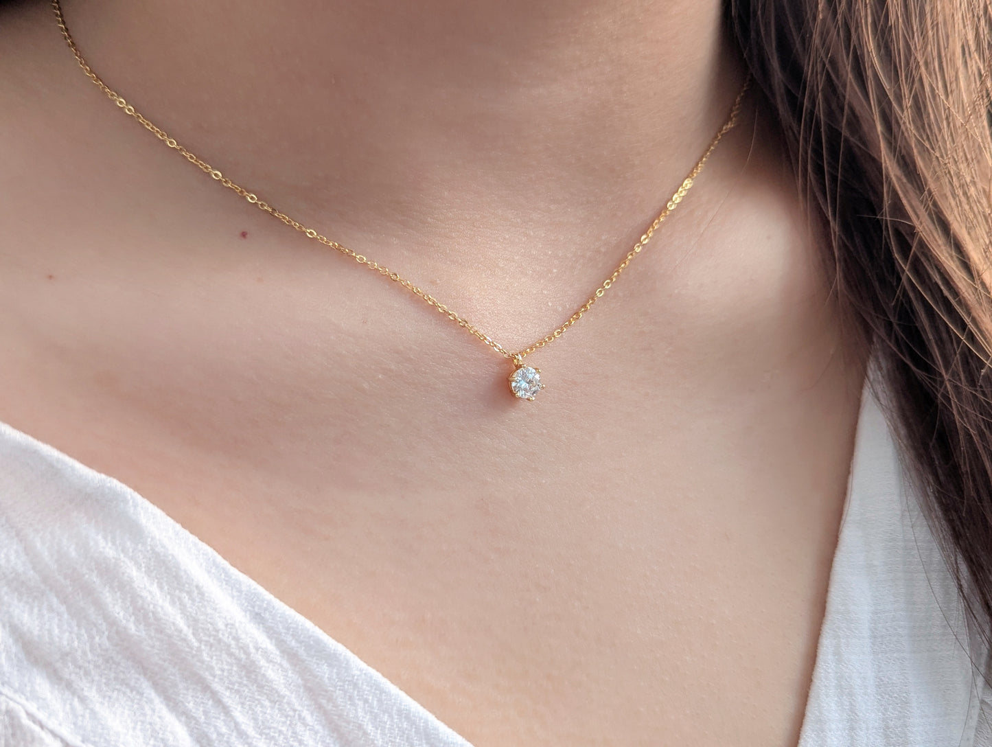 "Éclat de Lune" Moissanit-Halskette aus 925er Silber